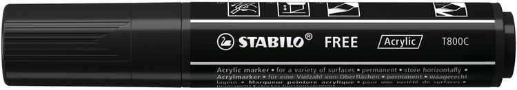 Produktbild: STABILO Acrylmarker, FREE Acrylic T800C, Strichbreite 4-10 mm, schwarz