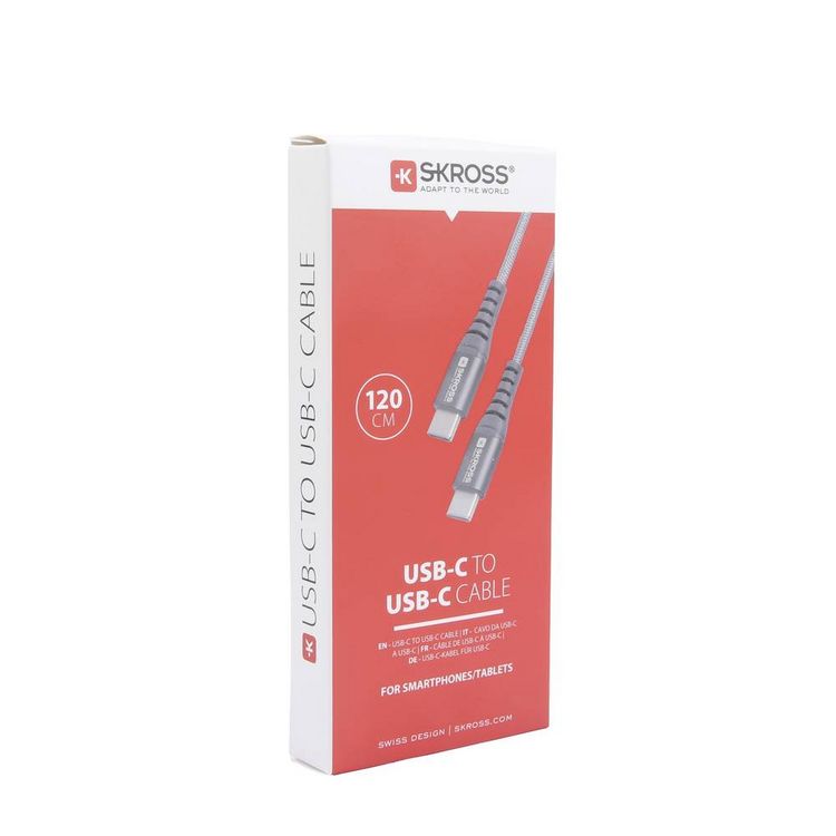 Produktbild: Skross USB-Kabel USB 2.0 USB-C&reg; Stecker, USB-C&reg; Stecker 1.20 m Spacegrau Rund, Flexibel, Stoff-Ummantelung SKCA0017C-C120CN