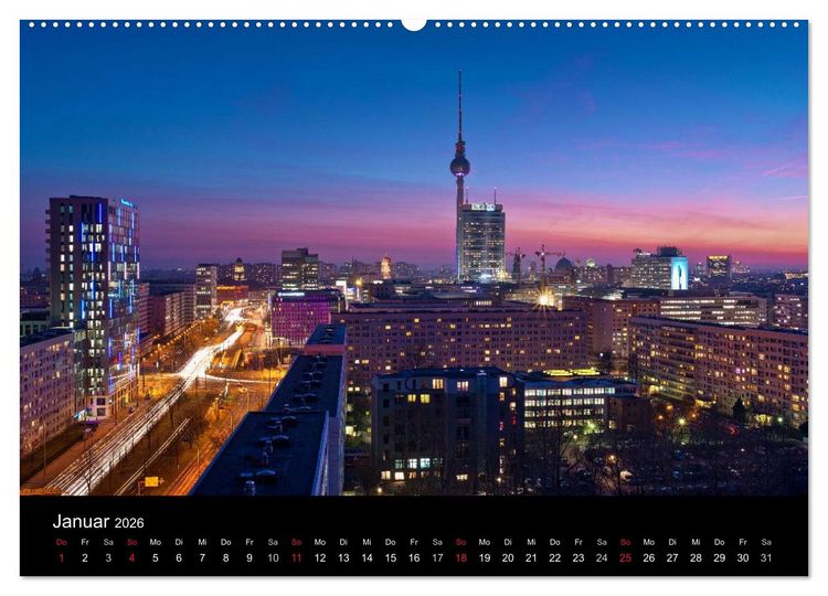 Produktbild: Berlin zwischen Tag und Nacht (hochwertiger Premium Wandkalender 2026 DIN A2 quer), Kunstdruck in Hochglanz