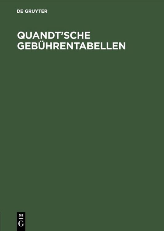 Produktbild: Quandt&rsquo;sche Geb&uuml;hrentabellen