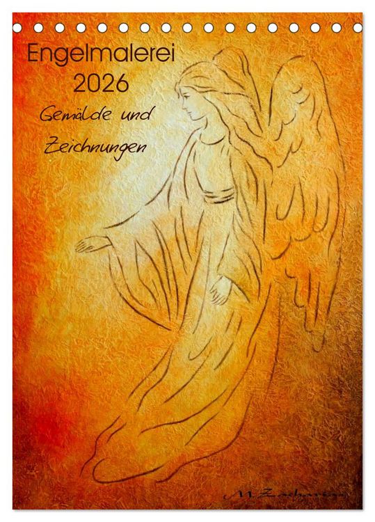 Produktbild: Engelmalerei 2026 Gem&auml;lde und Zeichnungen (Tischkalender 2026 DIN A5 hoch), CALVENDO Monatskalender