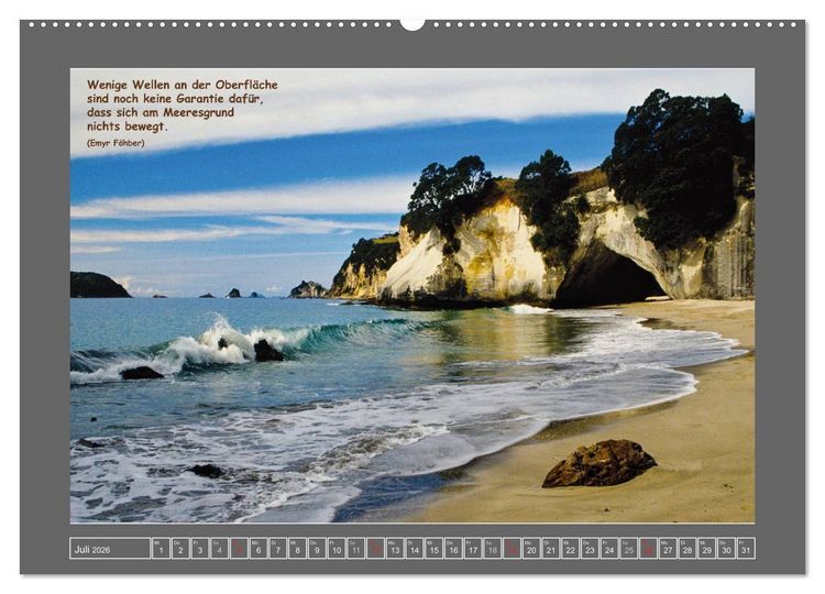 Produktbild: Naturwunder Neuseeland - in Bild und Text (Wandkalender 2026 DIN A2 quer), CALVENDO Monatskalender