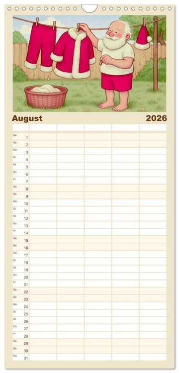 Produktbild: Familienplaner 2026 - Was macht der Weihnachtsmann? mit 5 Spalten (Wandkalender, 21 x 45 cm) CALVENDO