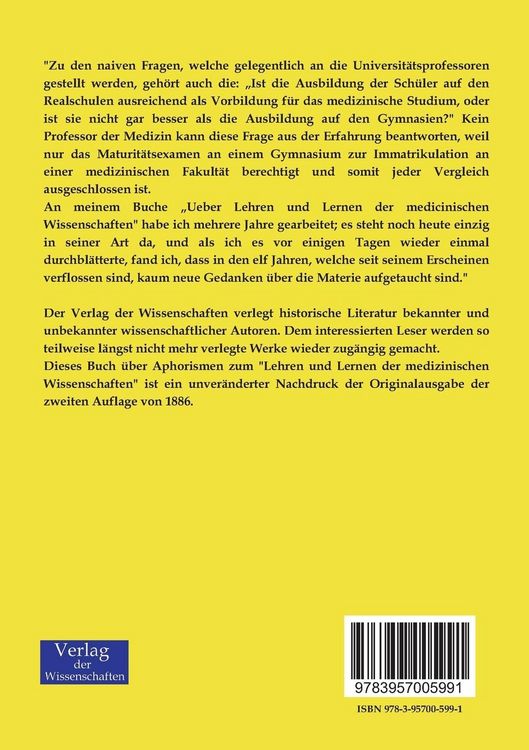 Produktbild: Aphorismen zum Lehren und Lernen der medizinischen Wissenschaften