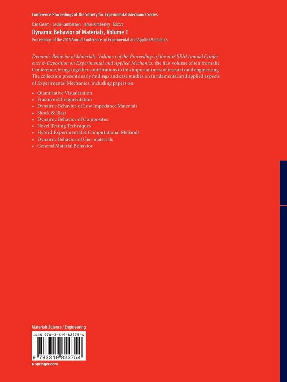 Produktbild: Dynamic Behavior of Materials, Volume 1