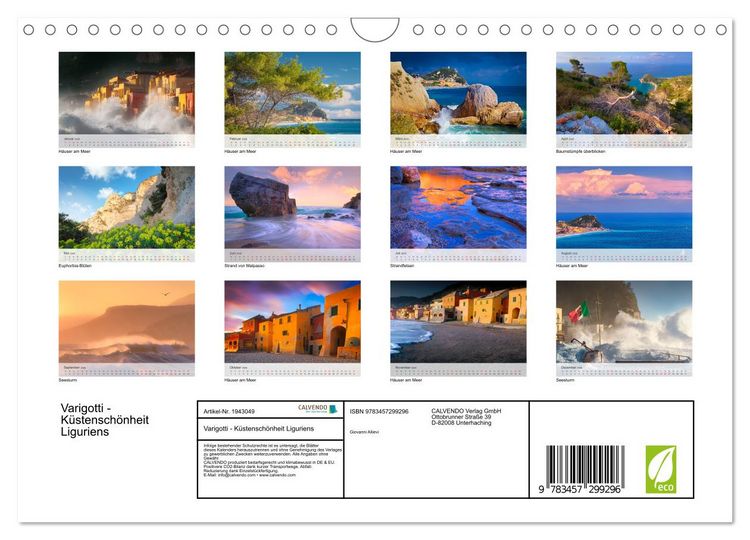 Produktbild: Varigotti - K&uuml;stensch&ouml;nheit Liguriens (Wandkalender 2026 DIN A4 quer), CALVENDO Monatskalender
