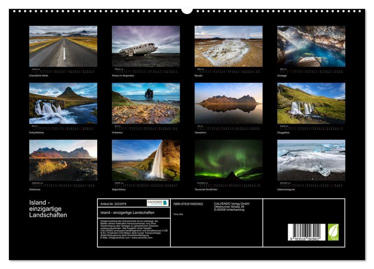 Produktbild: Island - einzigartige Landschaften (hochwertiger Premium Wandkalender 2026 DIN A2 quer), Kunstdruck in Hochglanz