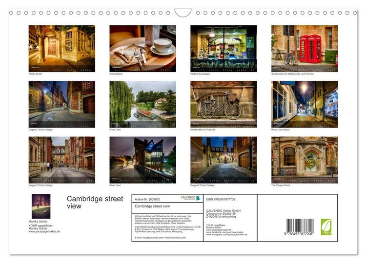 Produktbild: Cambridge street view (Wandkalender 2026 DIN A3 quer), CALVENDO Monatskalender