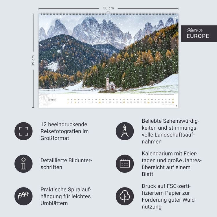 Produktbild: S&uuml;dtirol Globetrotter Kalender 2027 - Von romantischen T&auml;lern und schroffer Bergwelt
