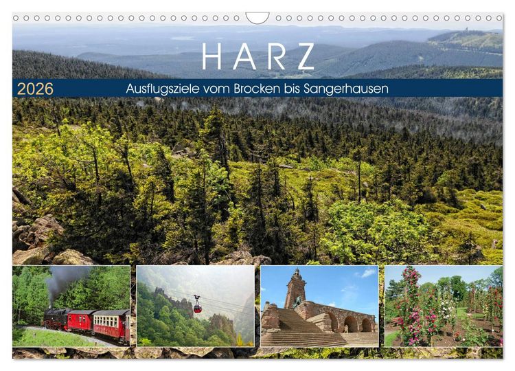 Produktbild: Harz - Ausflugsziele vom Brocken bis Sangerhausen (Wandkalender 2026 DIN A3 quer), CALVENDO Monatskalender
