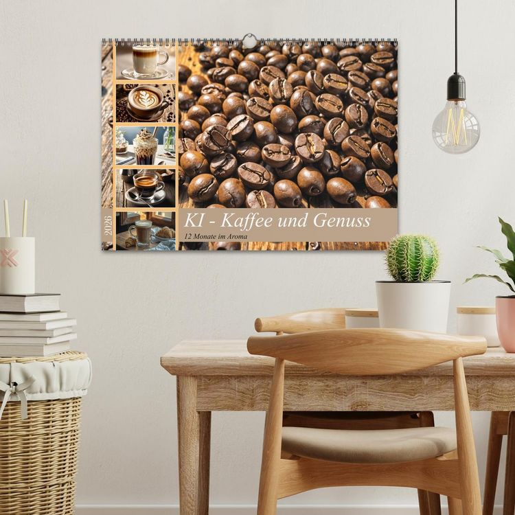 Produktbild: KI - Kaffee und Genuss 12 Monate im Aroma (Wandkalender 2026 DIN A3 quer), CALVENDO Monatskalender