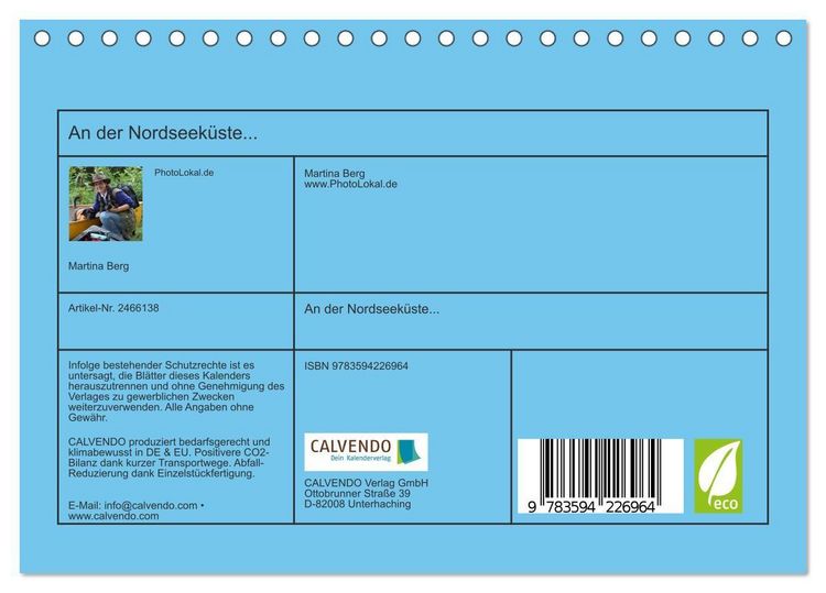 Produktbild: An der Nordseek&uuml;ste... (Tischkalender 2027 DIN A5 quer), CALVENDO Monatskalender