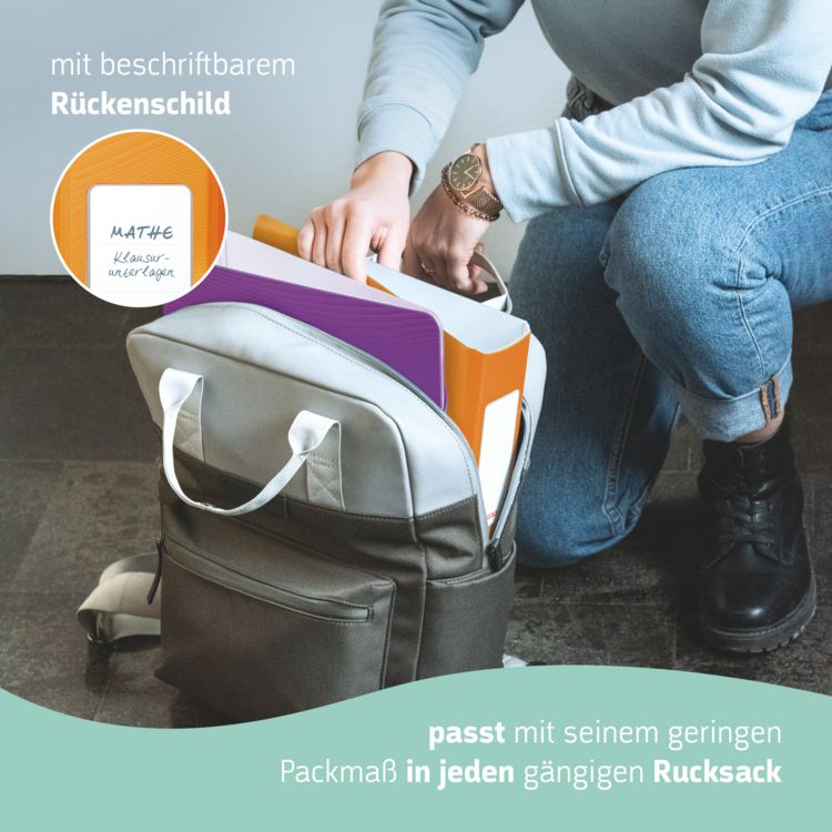 Produktbild: Brunnen Ordner &bdquo;WAVE&ldquo; &brvbar; A4, 50 mm, Hebelmechanik mit gummiertem Griff, orange