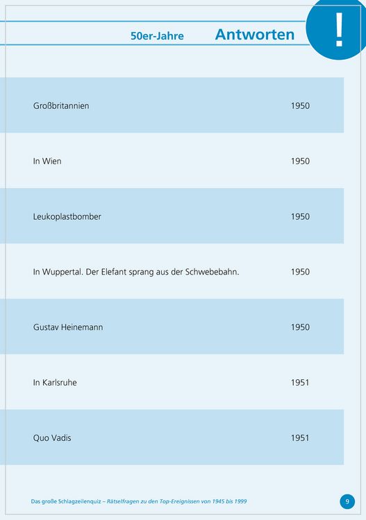 Produktbild: Das gro&szlig;e Schlagzeilen-Quiz. R&auml;tselfragen zu den Top-Ereignissen von 1950 bis 1999