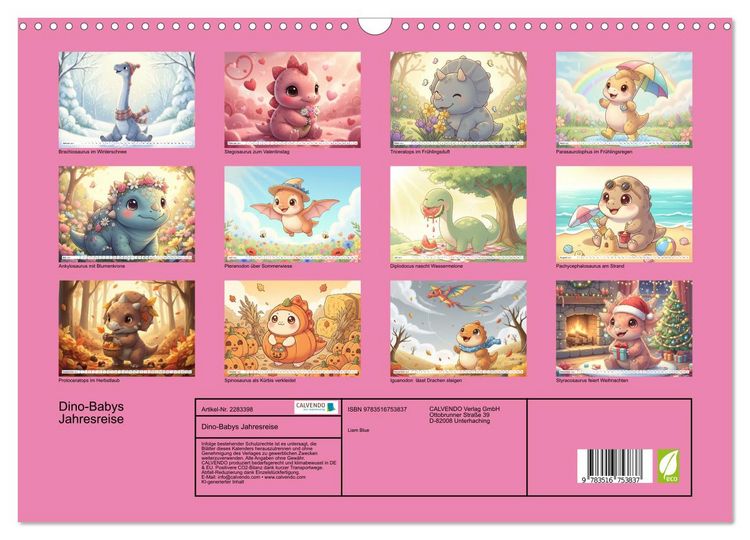 Produktbild: Dino-Babys Jahresreise (Wandkalender 2027 DIN A3 quer), CALVENDO Monatskalender