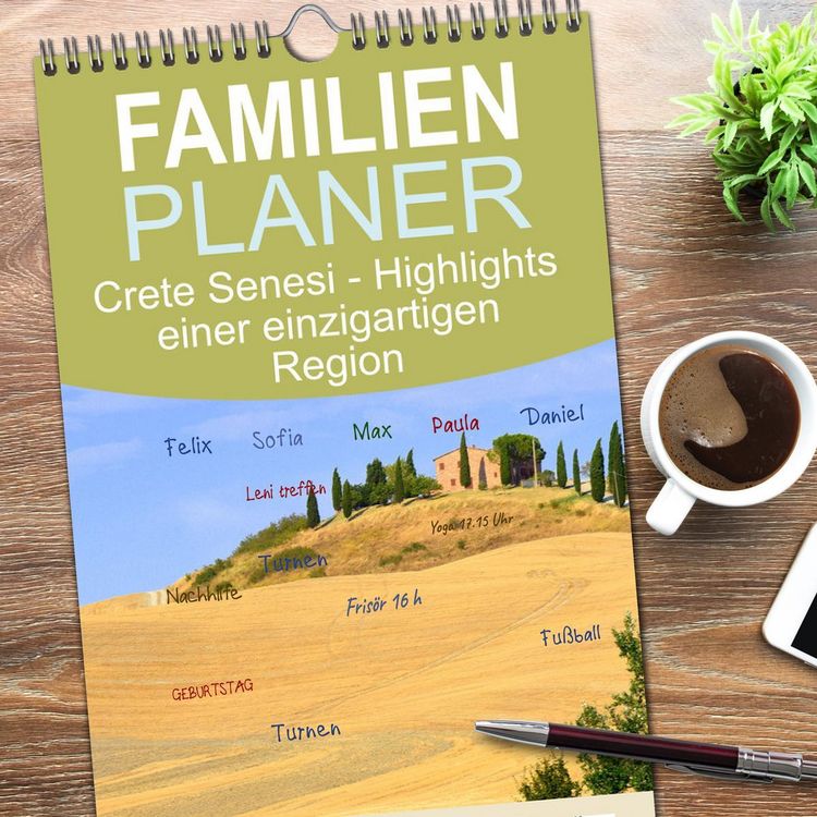Produktbild: Familienplaner 2026 - Crete Senesi - Highlights einer einzigartigen Region mit 5 Spalten (Wandkalender, 21 x 45 cm) CALVENDO
