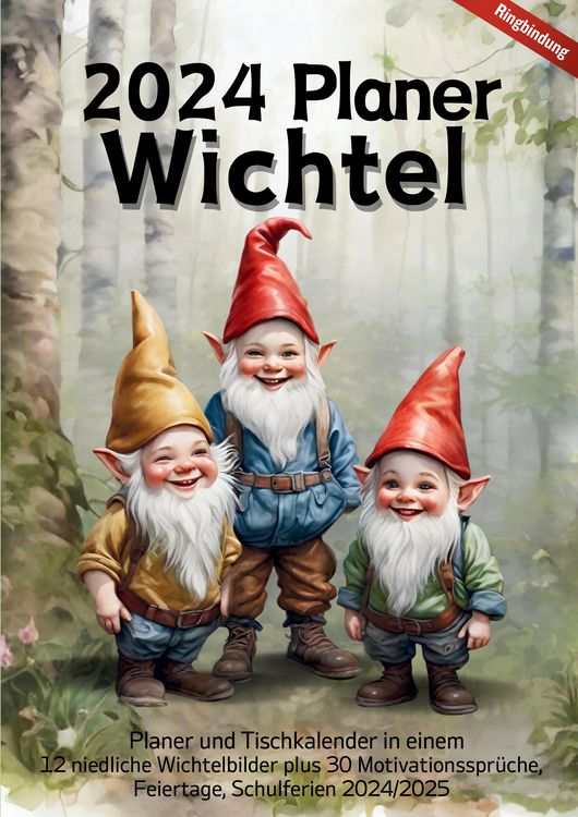 Produktbild: 2024 Planer mit 30 Motivationsspr&uuml;chen Monatskalender Tischkalender Jahresplaner mit Zitaten Wichtel-Baby Kinder Wichtelgeschenkidee Geschenk Weihnach