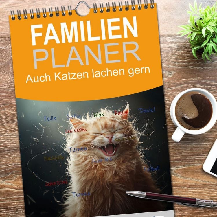 Produktbild: Familienplaner 2026 - Auch Katzen lachen gern mit 5 Spalten (Wandkalender, 21 x 45 cm) CALVENDO