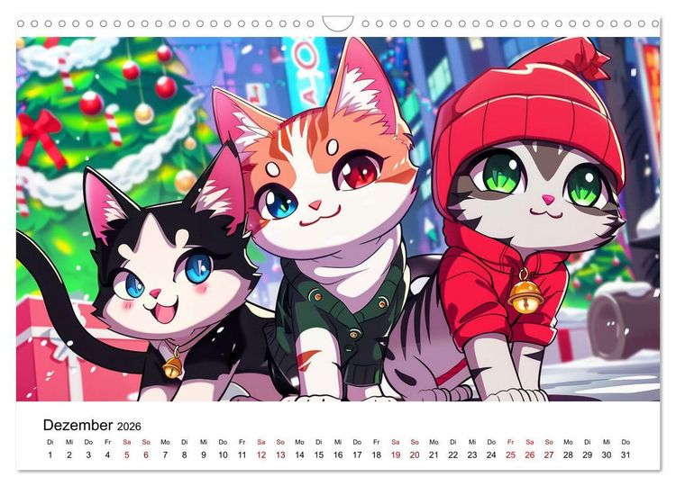 Produktbild: Anime Cats (Wandkalender 2026 DIN A3 quer), CALVENDO Monatskalender