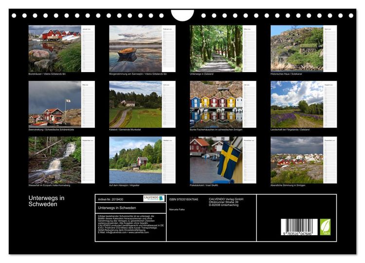 Produktbild: Unterwegs in Schweden (Wandkalender 2026 DIN A4 quer), CALVENDO Monatskalender