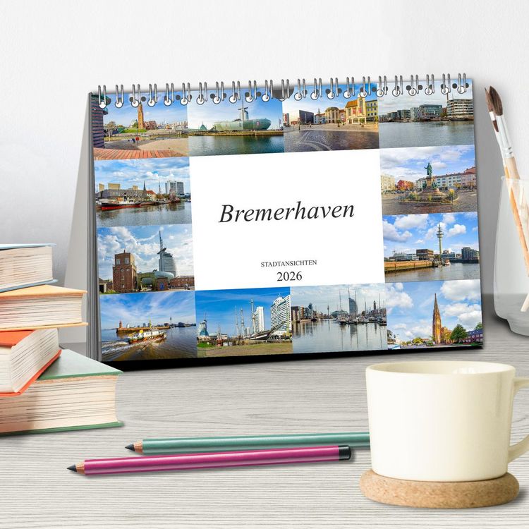 Produktbild: Bremerhaven Stadtansichten (Tischkalender 2026 DIN A5 quer), CALVENDO Monatskalender
