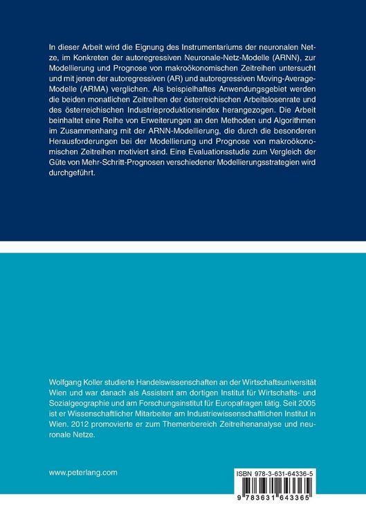 Produktbild: Prognose makro&ouml;konomischer Zeitreihen: Ein Vergleich linearer Modelle mit neuronalen Netzen