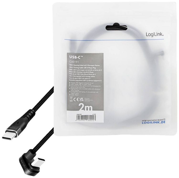 Produktbild: LogiLink USB-Kabel USB 2.0 USB-C&reg; Stecker 2.00 m Schwarz CU0191
