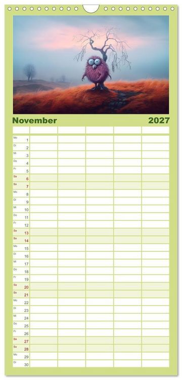 Produktbild: Familienplaner 2027 - Monsterm&auml;&szlig;ig durchs Jahr mit 5 Spalten (Wandkalender, 21 x 45 cm) CALVENDO
