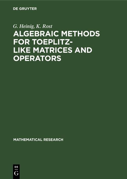 Produktbild: Algebraic Methods for Toeplitz-like Matrices and Operators