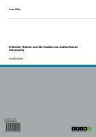 Produktbild: Kritische Theorie und die Studien zur Authoritarian Personality