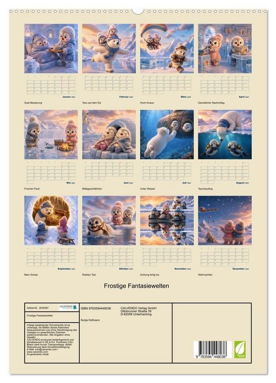 Produktbild: Frostige Fantasiewelten (hochwertiger Premium Wandkalender 2027 DIN A2 hoch), Kunstdruck in Hochglanz