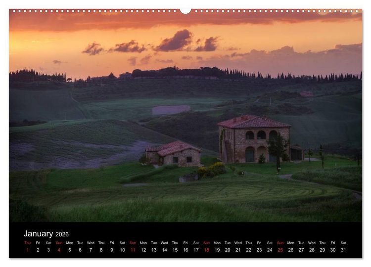 Produktbild: Tuscany (High Quality Premium Wall Calendar 2026 DIN A2 landscape),CALVENDO 12 Month Wall Calendar