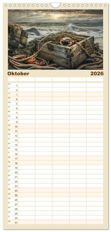 Produktbild: Familienplaner 2026 - Strandgut mit 5 Spalten (Wandkalender, 21 x 45 cm) CALVENDO