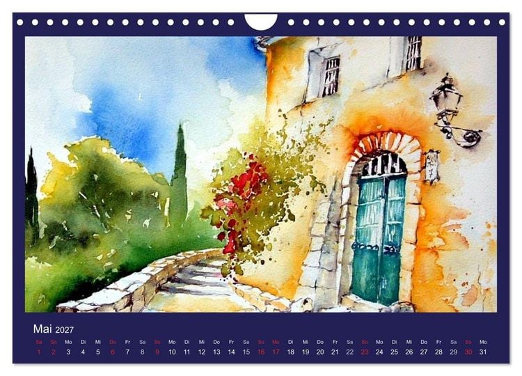 Produktbild: Mallorca Aquarelle (Wandkalender 2027 DIN A4 quer), CALVENDO Monatskalender