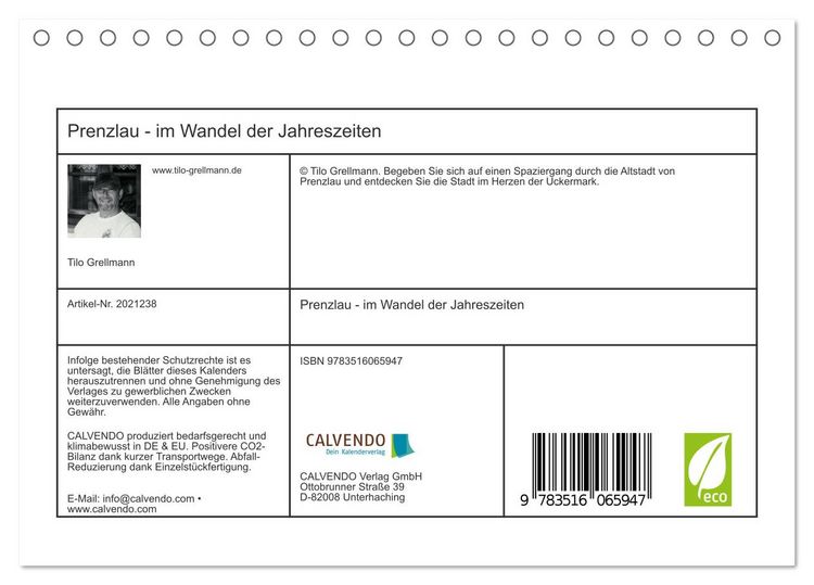 Produktbild: Prenzlau - im Wandel der Jahreszeiten (Tischkalender 2026 DIN A5 quer), CALVENDO Monatskalender
