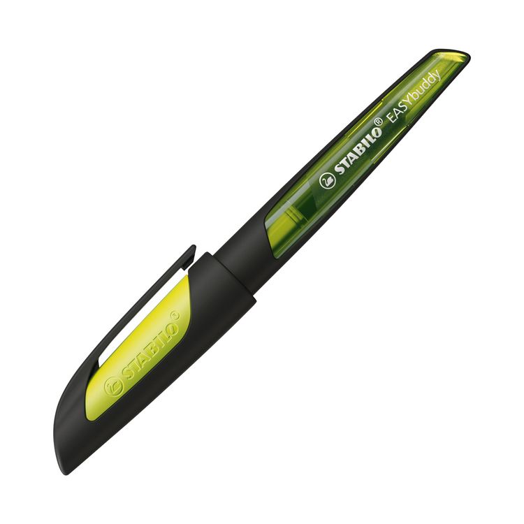 Produktbild: STABILO Schulf&uuml;ller mit Standard-Feder M -   EASYbuddy in schwarz/limette - Schreibfarbe blau (l&ouml;schbar) - Einzelstift - inklusive Patrone