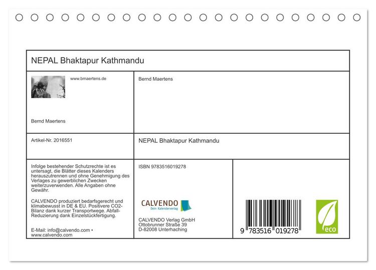 Produktbild: NEPAL Bhaktapur Kathmandu (Tischkalender 2026 DIN A5 quer), CALVENDO Monatskalender