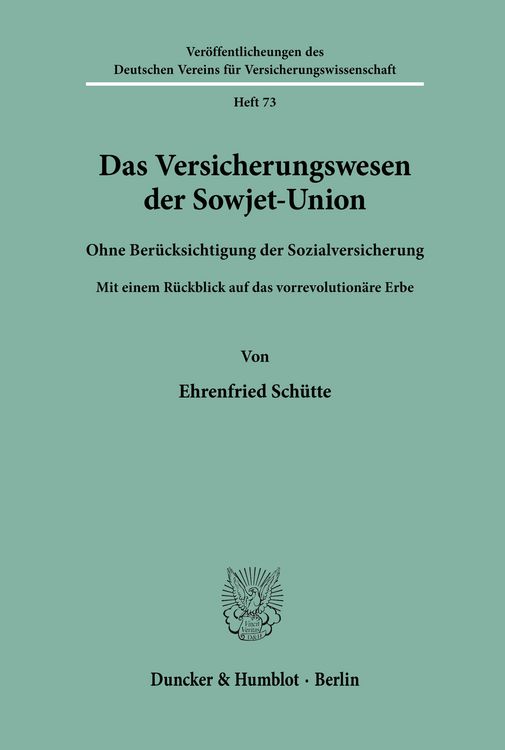 Produktbild: Das Versicherungswesen der Sowjet-Union