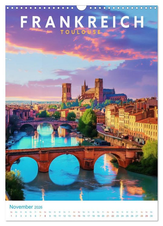 Produktbild: Frankreich - Old School Poster Style (Wandkalender 2026 DIN A3 hoch), CALVENDO Monatskalender