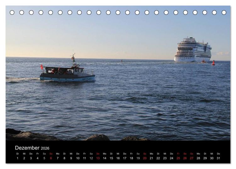Produktbild: Cruiseliner in Warnem&uuml;nde (Tischkalender 2026 DIN A5 quer), CALVENDO Monatskalender