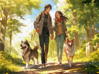 Produktbild: CALVENDO Puzzle Unsere Hunde lieben sich auch - P&auml;rchen im Manga Style | 2000 Teile Lege-Gr&ouml;&szlig;e 90x67cm Foto-Puzzle f&uuml;r gl&uuml;ckliche Stunden