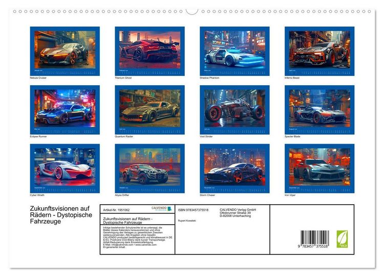 Produktbild: Zukunftsvisionen auf R&auml;dern - Dystopische Fahrzeuge (hochwertiger Premium Wandkalender 2026 DIN A2 quer), Kunstdruck in Hochglanz