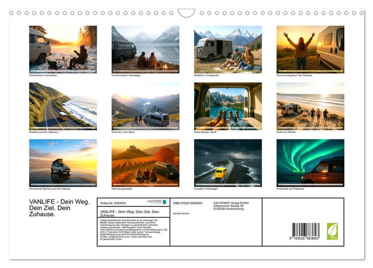 Produktbild: VANLIFE - Dein Weg. Dein Ziel. Dein Zuhause. (Wandkalender 2026 DIN A3 quer), CALVENDO Monatskalender