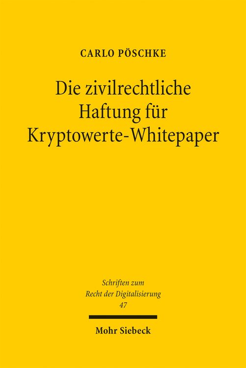 Produktbild: Die zivilrechtliche Haftung f&uuml;r Kryptowerte-Whitepaper