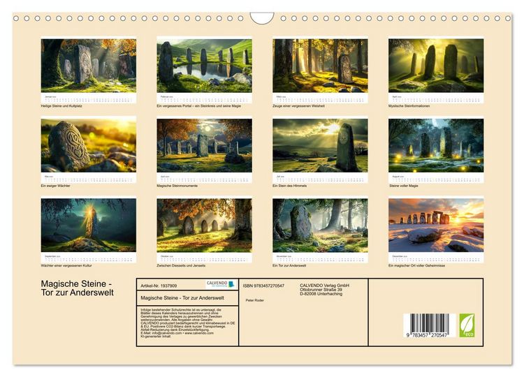 Produktbild: Magische Steine - Tor zur Anderswelt (Wandkalender 2026 DIN A3 quer), CALVENDO Monatskalender