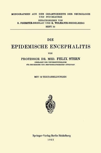 Produktbild: Die Epidemische Encephalitis