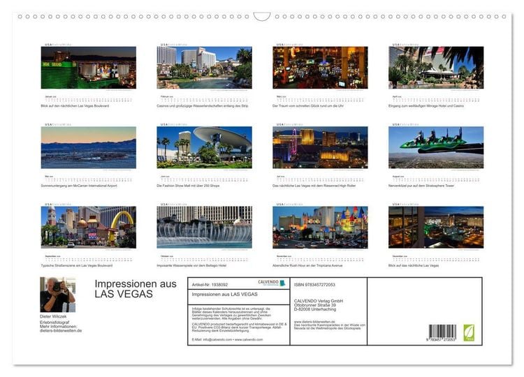 Produktbild: Impressionen aus LAS VEGAS (Wandkalender 2026 DIN A2 quer), CALVENDO Monatskalender