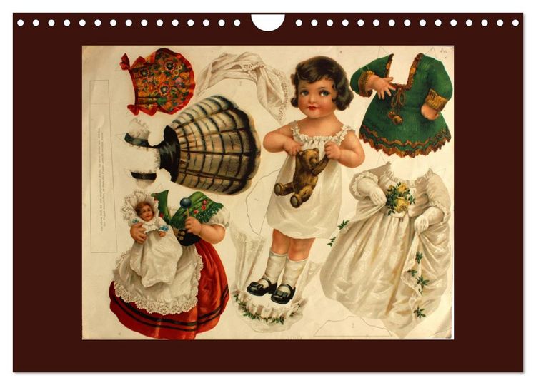Produktbild: Alte europ&auml;ische Ankleidepuppen aus Papier (Wandkalender 2026 DIN A4 quer), CALVENDO Monatskalender