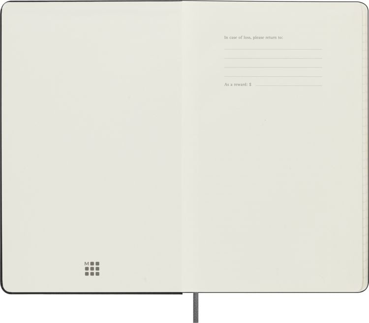 Produktbild: Moleskine undatierter Wochen Notizkalender, L/A5, 1 Wo = 1 Seite, Rechts linierte Seite, Fester Einband mit Textpr&auml;gung gold, Schwarz