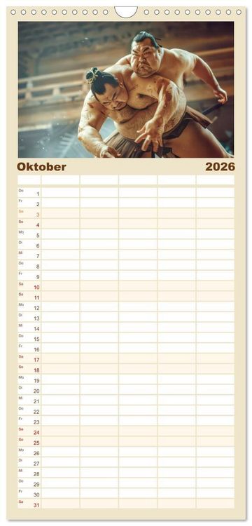 Produktbild: Familienplaner 2026 - Sumo - Japans schwere Ringer mit 5 Spalten (Wandkalender, 21 x 45 cm) CALVENDO